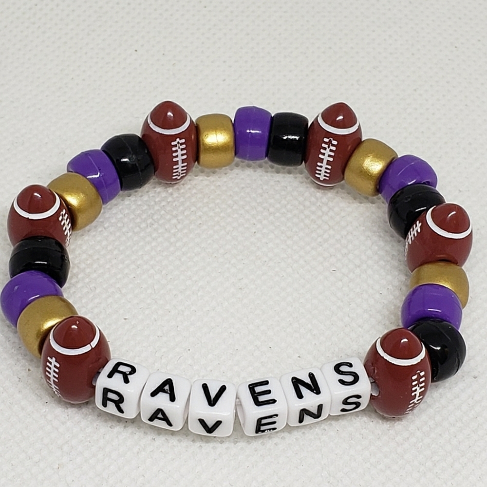 Handmade Beaded Ravens Baltimore Ravens Bracelet